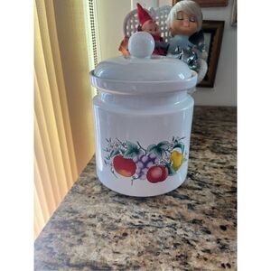 Vintage Fruit Pattern Canister cookie jar porcelain